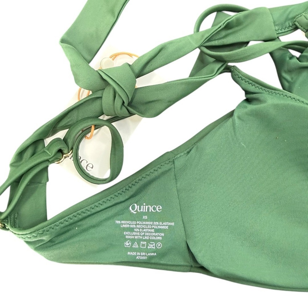 Quince NWT‎ Italian Matte Scoop Neck Bikini Top Palm Green Sustainable Size XS - Picture 8 of 9